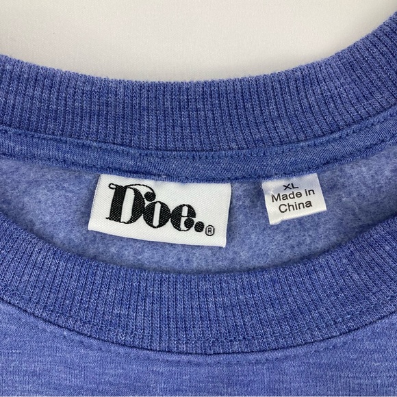 Doe Womens Blue Dreidel Holiday Hanukkah Nun Gimel Hay Shin Sweatshirt XL - Picture 4 of 10